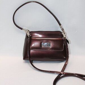 Beijo Brown Patent Leather Crossbody Bag